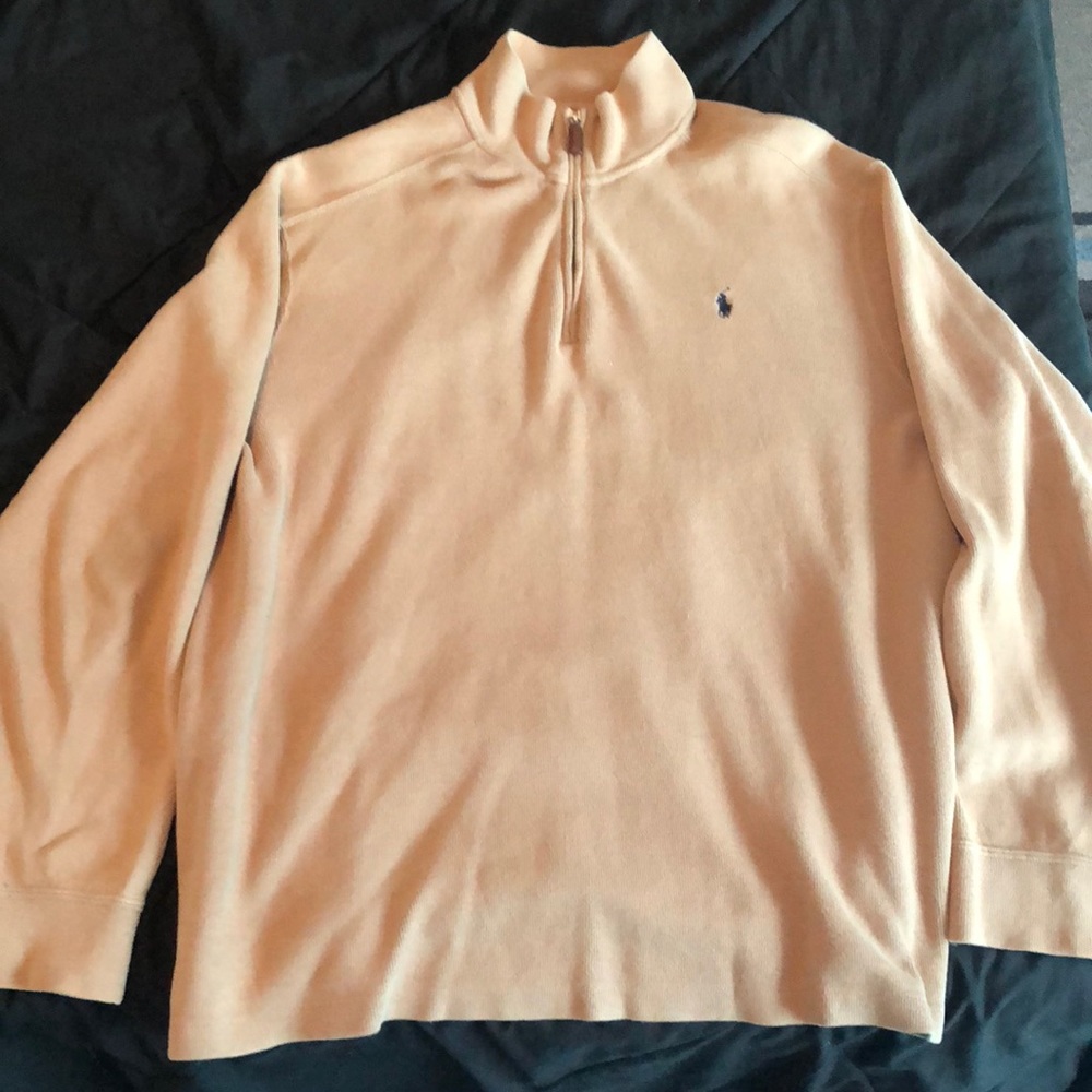 XL Beige Polo Ralph Lauren Quarter Zip Fleece
